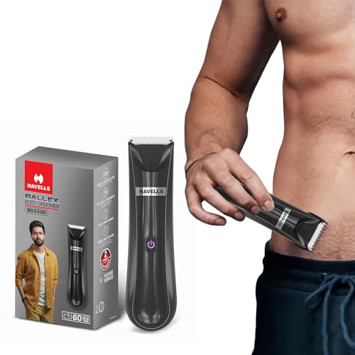 Havells Ballex Body Groomer| Full Body Trimmer For Men|Beard, Body, Balls, Pubic Hair, Private Parts|IPX7 Waterproof|No Nicks & Cuts|1 Hour Non Stop Runtime|USB Type C Fast Charge| Travel Lock| BG3300