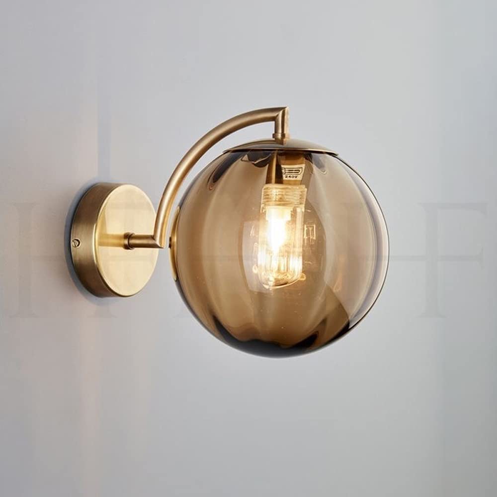 KBUUKYYXouy Glass Wall Lights Indoor Nordic Round Sconce丨Creative Simple Loft Bar Globe Wall Lighting Fixture丨Postmodern Bedroom Corridor Sconce Light Retro Glass Ball Wall Mount Lamp