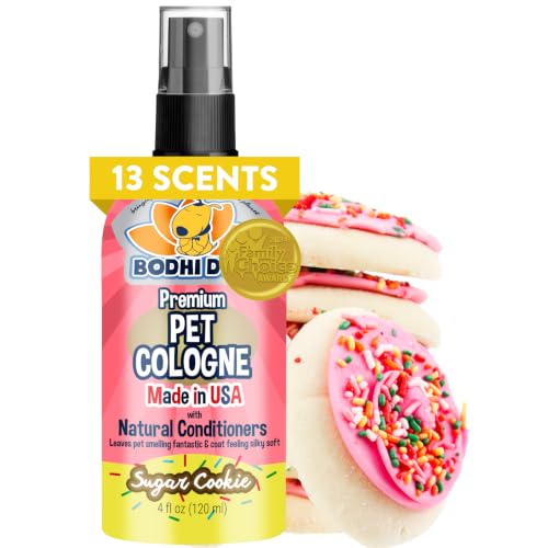 Bodhi Dog Premium Dog Cologne - Deodorizing Dog Perfume &amp; Conditioner for Dogs &amp; Cats - Natural Long Lasting Spray - Keeps Pets Fresh All Day - Gentle, Safe Formula, Made in USA (Sugar Cookie 4 Fl Oz)
