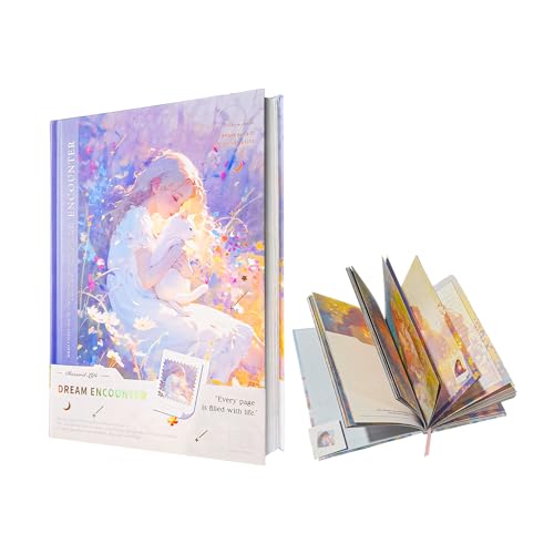 Image of FunBlast Aesthetic Diary for Girls - Dream Encounter Notebook Diary, Cute Kawaii Stationery, Colorful Pages Travel Diary for Kids & Adults (A5 Size; 192 Pages) (Purple)