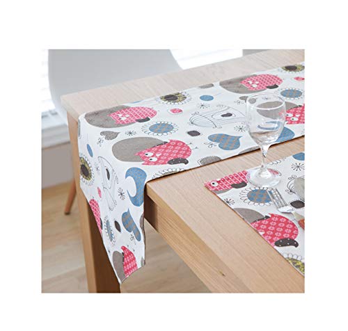 Chemin de table rectangulaire blanc et rose WXKAGF déco coton 30x2