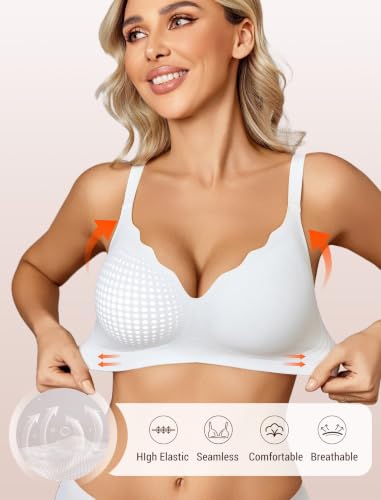 Image of Avidlove Jelly Bras for Women No Underwire Seamless Bralettes Wireless Push Up Scalloped Full Coverage Sports Everyday Bra