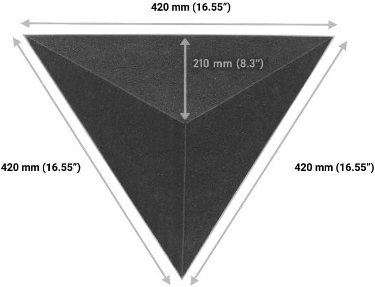 2 Pack — Acoustic Corner Ceiling Bass Trap «Triangle» | Sound Absorption-Diffuse Acoustic Foam with Perforated Laminated HDF Plate | Front Triangle Side: 42cm | Color: (Sonoma, SCIFI)