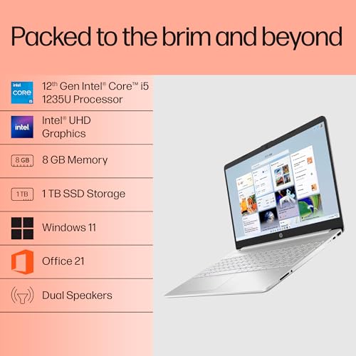 HP 15s, 12 Gen Intel Core i5-1235U, 8GB DDR4, 1TB SSD, (Win11, Office21, Silver, 1.69kg), 15.6-inch(39.6cm), Anti-Glare, Micro-Edge, FHD Laptop,... - Image 2
