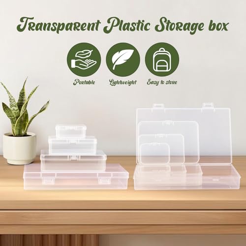 Image of RYKOMO 30 Pack Mixed Sizes Rectangular Small Plastic Boxes for Storage, Mini Small Containers for Organizing Pills, Beads, Coins with Hinged Lids and Labels