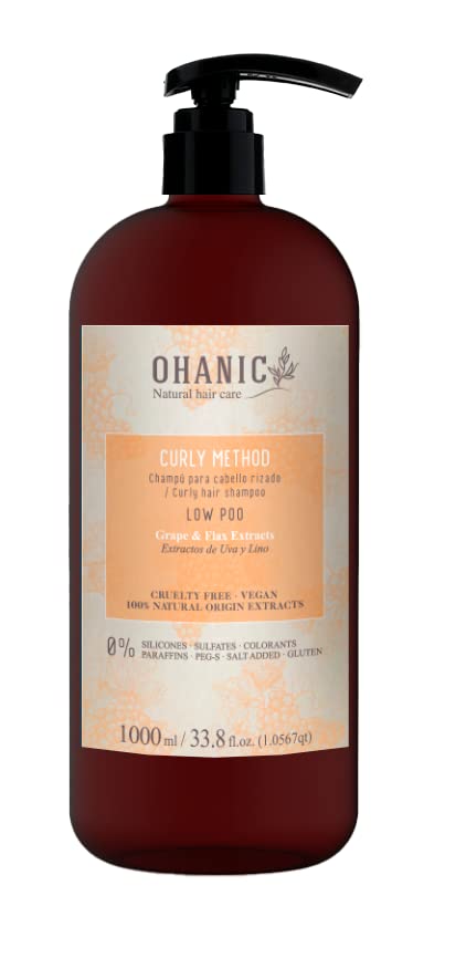OHANIC Curly Method (1000) Champú rizado, profesional, Vegan and cruelty free, sin sulfatos, cuidado del cabello rizado, con extractos de uva y lina