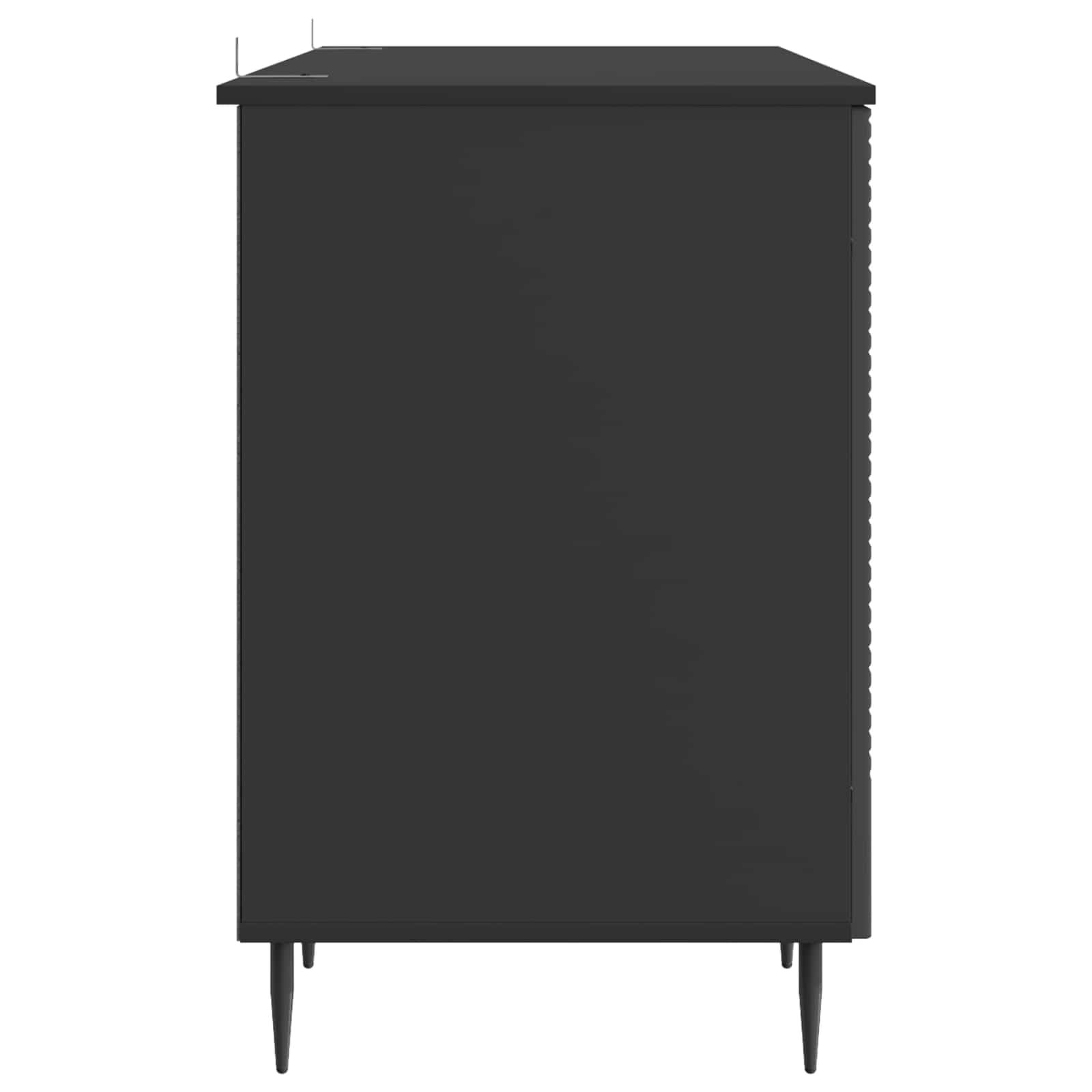 Scrivania nero in legno ingegnerizzato 142,5 x 50 x 75 cm con ripiani e porte girevoli per ufficio studio casa smartworking gaming
