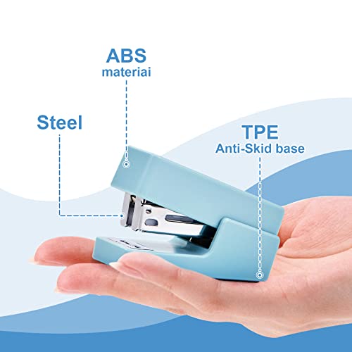 Ezwork Mini Stapler, 20 Sheet Capacity Office Desktop Stapler With 640 Standard Staples And A Staple Remover (20 Sheets, Blue) #TOP1