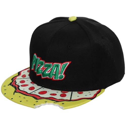 Pizza/Eye Pattern Snapback Hats for Men Flat Bill Brim Trucker Hat Adjustable Baseball Cap