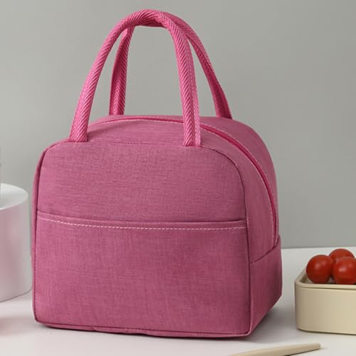 Creative office worker lunch box bag hand-held insulated lunch box bag storage bag Rose Red