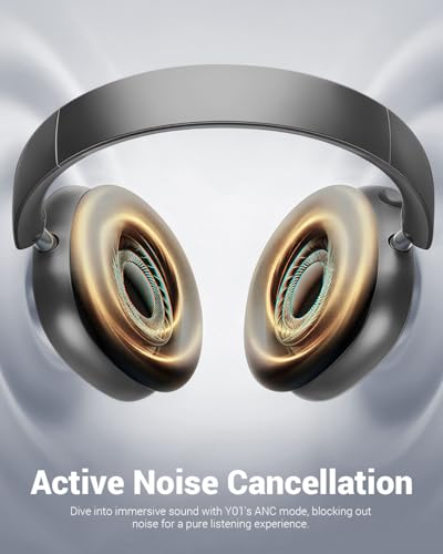 Image of Wentronic Y01 Wireless Noise Canceling Headphones Bluetooth 5.3 Over Ear Headphones with Microphone, Hi-Res Audio, 48H Playtime, Foldable Comfortable Earpads,Compatible with iOS,Android,PC, Space Grey