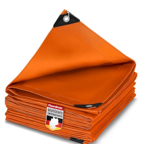 etm Abdeckplane 140g/m² - wasserdicht 1.5x6m. Orange - Allzweckplane für Schutz vor Witterung - Top geeignet für Gartenbereich - UV-stabil beidseitig beschichtet. wasserfest und abwaschbar