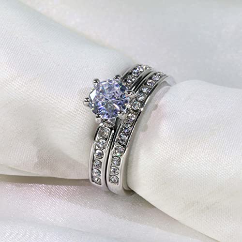 Couple Rings His Her Wedding Ring Sets Matching Rings White Gold Plated Aaa Cz Ring Titanium Men Ring #TOP4