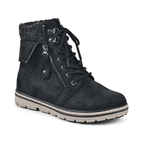 CLIFFS BY WHITE MOUNTAIN Women's Kaylee Ankle Boot, Black/Fabric/Sweater, 8 M