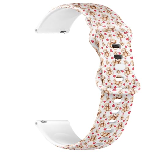Compatible with Garmin Forerunner 245/245 Music, Forerunner 645/645 Music, Forerunner 55, 20 mm Replacement Sport Watch Band (Cartoon Lovely Teddy Bear Toy) Silicone Soft Strap Bracelet