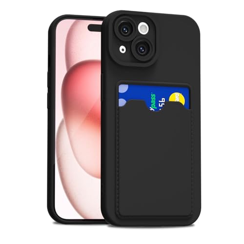 Coque silicone iPhone 15 avec porte-cartes LoeoeL - Housse de protection antichoc fine et souple