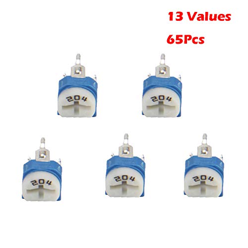 Oak-Pine 65Pcs 13 Values Variable Resistor Assortment Kit Horizontal Adjustable Multiturn Trimmer Potentiometer