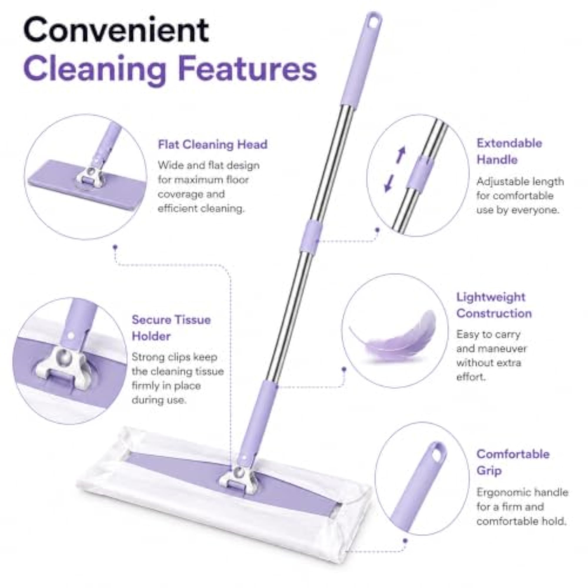 Disposable Dry & Wet Flat Mop with Extendable Handle
