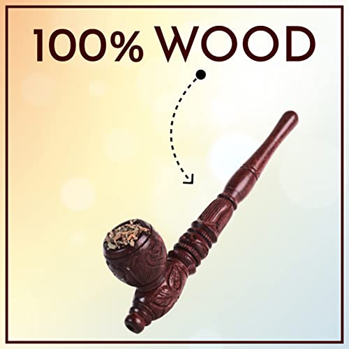 Image of ROYAL SWAG Antique Wooden Smoking Pipe with Removable Bowl | Natural Wood Build | Classic Vintage Design | Smooth Finish | Durable & Reusable | Handcrafted Premium Look for Collectors & Style