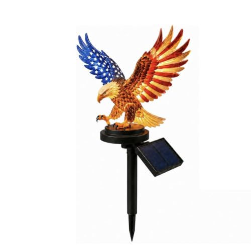 Personalized Solar Eagle Garden Light America 250th Anniversary Solar Powered Garden Light Patriotic Memorial Day Decor Eagle Stakes 4th of July Decorations Outdoor Memorial(1set)