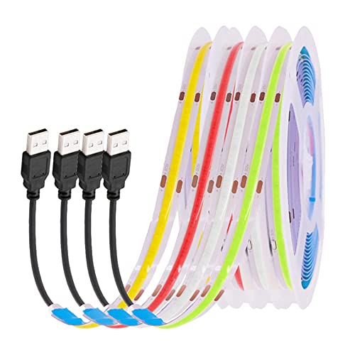 Tira LED USB 5V Verde 1.5 m 320 LEDs COB Flexible miniatura 1