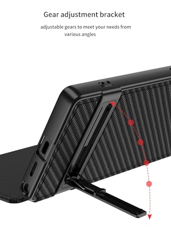 Image of Midkart Leather Flip Cover Compatible with Samsung Galaxy S25 Ultra with Card Holder Built-in Kickstand Inner Hard PC Full Body and Camera Protection Case, Black