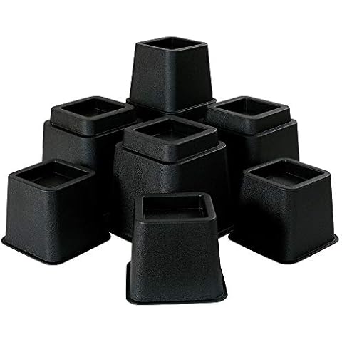 Oakias Furniture Risers 8 Pack Black - Adjustable Bed Risers from 3, 5 up to 8 Inches - Heavy Duty (Supports up to 1500 lbs.) Cover