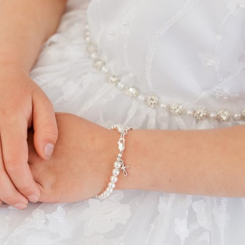 Cherished Moments Baptism or First Communion Gift for Girls Includes a Personalized Engraved Jewelry Box and Sterling Silver Cross Bracelet with Simulated Pearls2