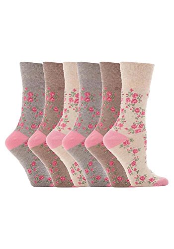 6 pares de calcetines de Sock Shop Everyday Gentle Grip para damas EUR 37-42, UK 4-8 Con panal suave top
