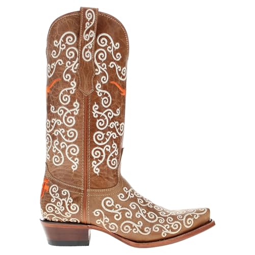 Vaccari Women's Claire Genuine Leather NCAA League & Scroll Embroidery Snip Toe Cowgirl Boots3