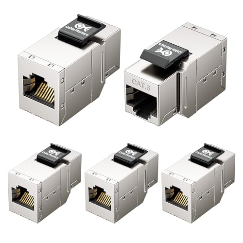 Cable Matters [UL Listed] 5-Pack 10Gbps Shielded Cat 6 Keystone Coupler (Shielded RJ45 Ethernet Female to Female Keystone Jack) for Patch Panel, Wall Plate