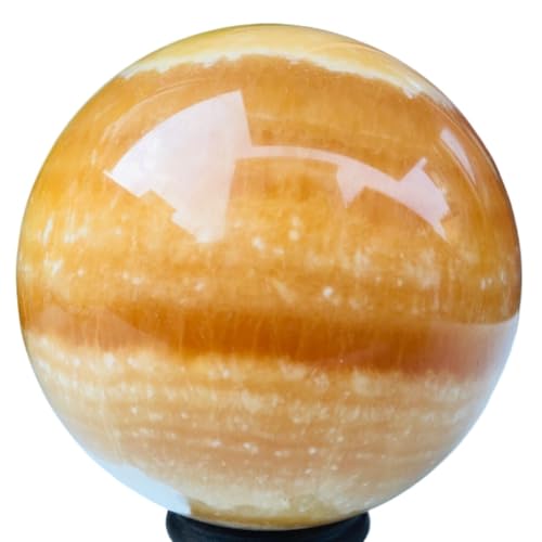 Boule de cristal calcite jaune lithothérapie et quartz orange grand format 1300g - 2