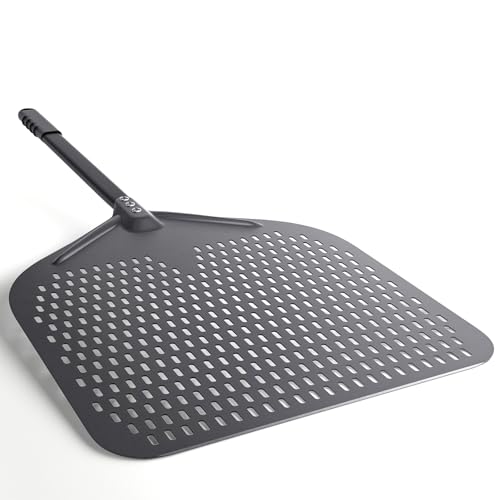Perforated Pizza Peel, 16" Aluminium Pizza Paddle, Large Pizza peel for Baking