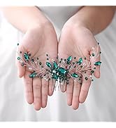 Flayem Haarkämme für Braut, Hochzeit, Grün, glitzernd, Kristall, Seitenkamm, Blumen, Kristall, Br...