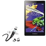 BoxWave Cable Compatible with Lenovo Tab 2 A8 - MagnetoSnap AllCharge Cable, Magnet Charging Cable USB Type-C Micro USB - Jet Black