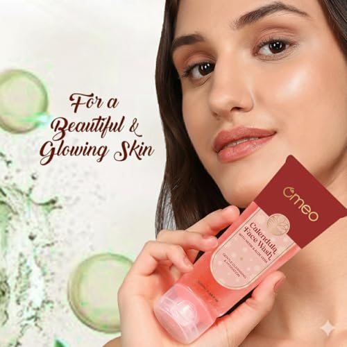 Image of Omeo Calendula Face Wash 100ml | Anti Acne & Oil Control Face Wash for Normal to Oily Skin | With Calendula, Neem Seed, Aloe Vera & Berberis | Gentle Daily Cleanser for Men & Women | Dermatologically Tested, Paraben & Cruelty Free