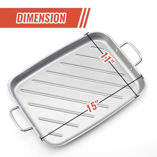 Grill Pan for Outdoor Grill - 11”x15'' Grill Pan BBQ Grill Topper With Handles Grill Trays For Grilling Barbecue Tray