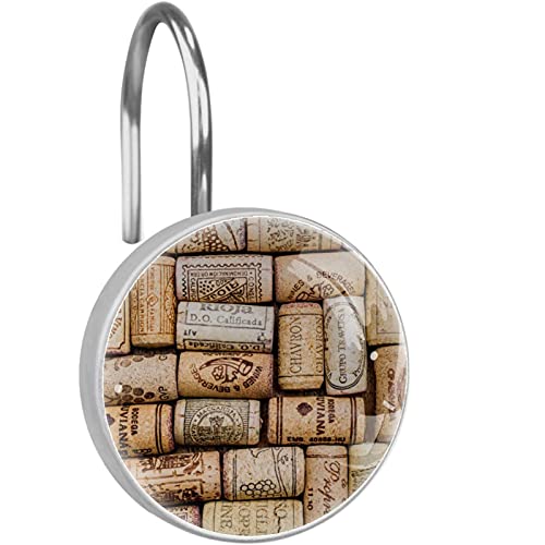 Crochets en acier inoxydable pour rideau de douche au design soigné de bouchons de vin