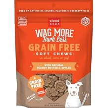 Cloud Star Wag More Bark Less Soft Chews Grain Free Dog Treats, Peanut Butter & Apples, 20 oz. Pouch