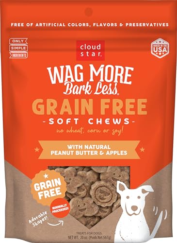 Cloud Star Wag More Bark Less Soft Chews Grain Free Dog Treats Peanut Butter & Apples 20 oz. Pouch
