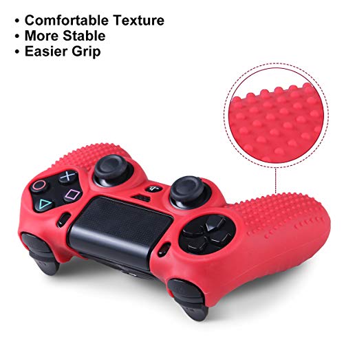 Ps4 Controller Covers - Ps4 Silicone Skins For Dualshock 4 - Ps4 Accessories Anti-Slip Cover Case For Playstation 4, Slim, Pro - 2 Pack Ps4 Controller Skins - 4 Pairs Ps4 Grips - Red & Blue #TOP1