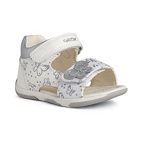 Geox B Sandal Tapuz Girl, Primeros Pasos Bebé-Niñas, Multicolor White Silver, 22 EU