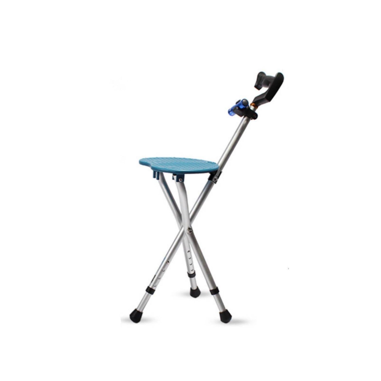 Siège de Soutien Pliant Canne de Marche Tabouret Siège Pliable Appui Ergonomique Réglable Trépied Renforcé Embouts Antiglisse Aluminium Léger Facile à Transporter Adapté aux Sorties Attente