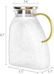 Hedume Fridge Door Water Pitcher, 1.8 Liter/60oz Fridge Pitcher with Stainless Steel Gold Lid, High Borosilicate Glass Pitcher Leakproof Ice Tea Pitcher for Hot or Cold Beverage