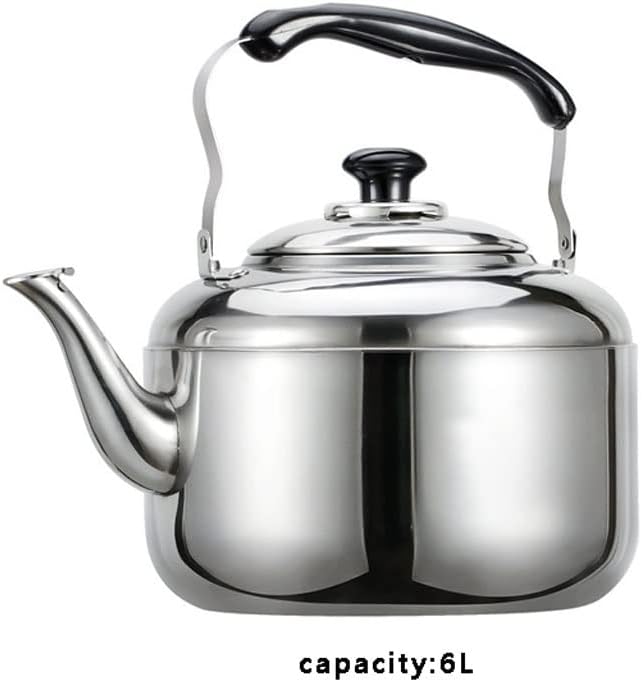 FEELIN Tea Kettle Stovetop Thickened 304 Stainless Steel Kettle 4/5/6 Liters High-Capacity Whistle Gas Gas Induction Cooker Teapot Kettle Tea Kettle(6L)