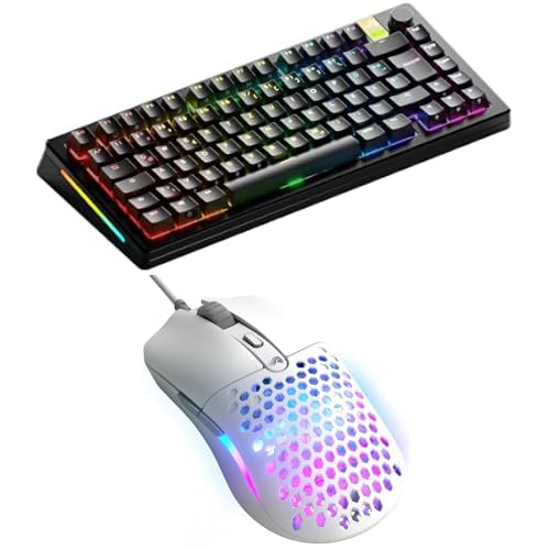 GLORIOUS Bundle of GMMK 3 PRO HE 75% Anpassbare Tastatur w/Knob, ISO (Schwarz) Model O Eternal Kabelgebundene Gaming-Maus, 55g, 12K DPI, Weiß