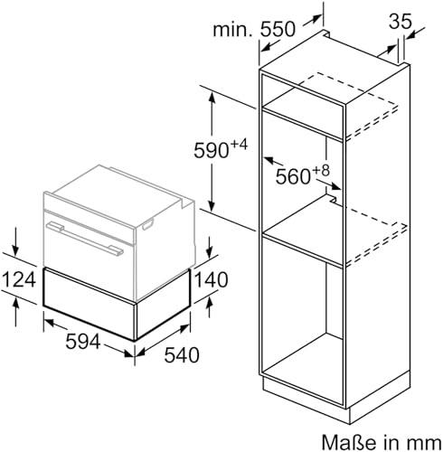 Bosch BIC510NB0 Serie 6 Wärmeschublade, 14 x 60 cm, 23 L, max. 64 Espresso-Tassen, 14 Teller, stufenlose Temperaturregelung, Push-Pull-Mechanismus, Warmhalten von Speisen, Geschirr vorwärmen, Schwarz