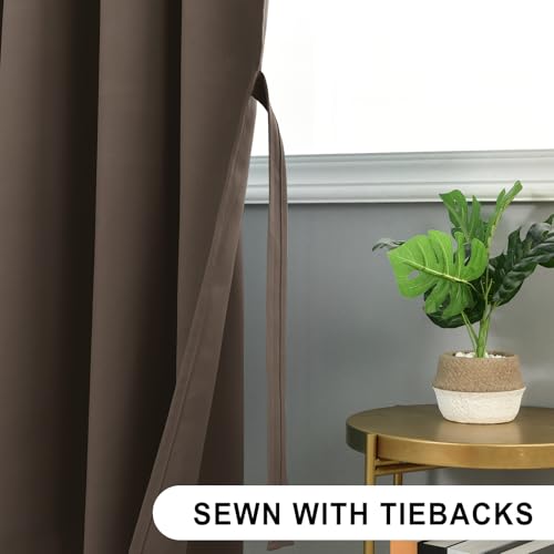 DWCN Pencil Pleat Curtains for Living Room 90 Drop Blackout Curtains for Bedroom Thermal Insulated Room Darkening Drapes 46 x 90 inch Length, Brown, 2 Panels - Cosy Home Interiors DWCN Pencil Pleat Curtains for Living Room 90 Drop Blackout Curtains for Bedroom Thermal Insulated Room Darkening Drapes 46 x 90 inch Length, Brown, 2 Panels - Image 2