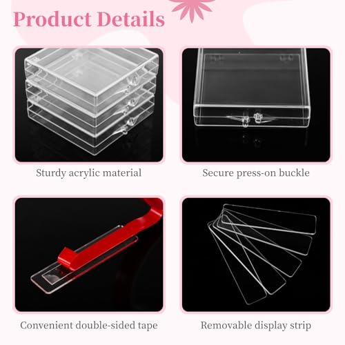 Image of 50 Pcs Press-on Nail Storage Boxes, Clear Acrylic Containers With Double Sided Tapes & Display Strips, Artificial Storage Cases, Transparent Organizers for Art Display