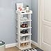 SHDT Étagère À Chaussures Verticale À 6 Niveaux, Support De Rangement pour Chaussures en Bois, Organisateur D'étagère De Rangement Peu Encombrant, Tour De Chaussures D'entrée,Blanc
